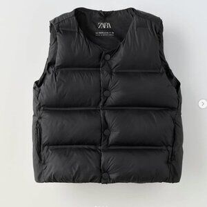 Zara Kids Black Lightweight Puffer Vest Sz 4/5